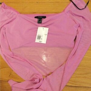 Forever 21 Pink Long-Sleeve Off-Shoulder Top